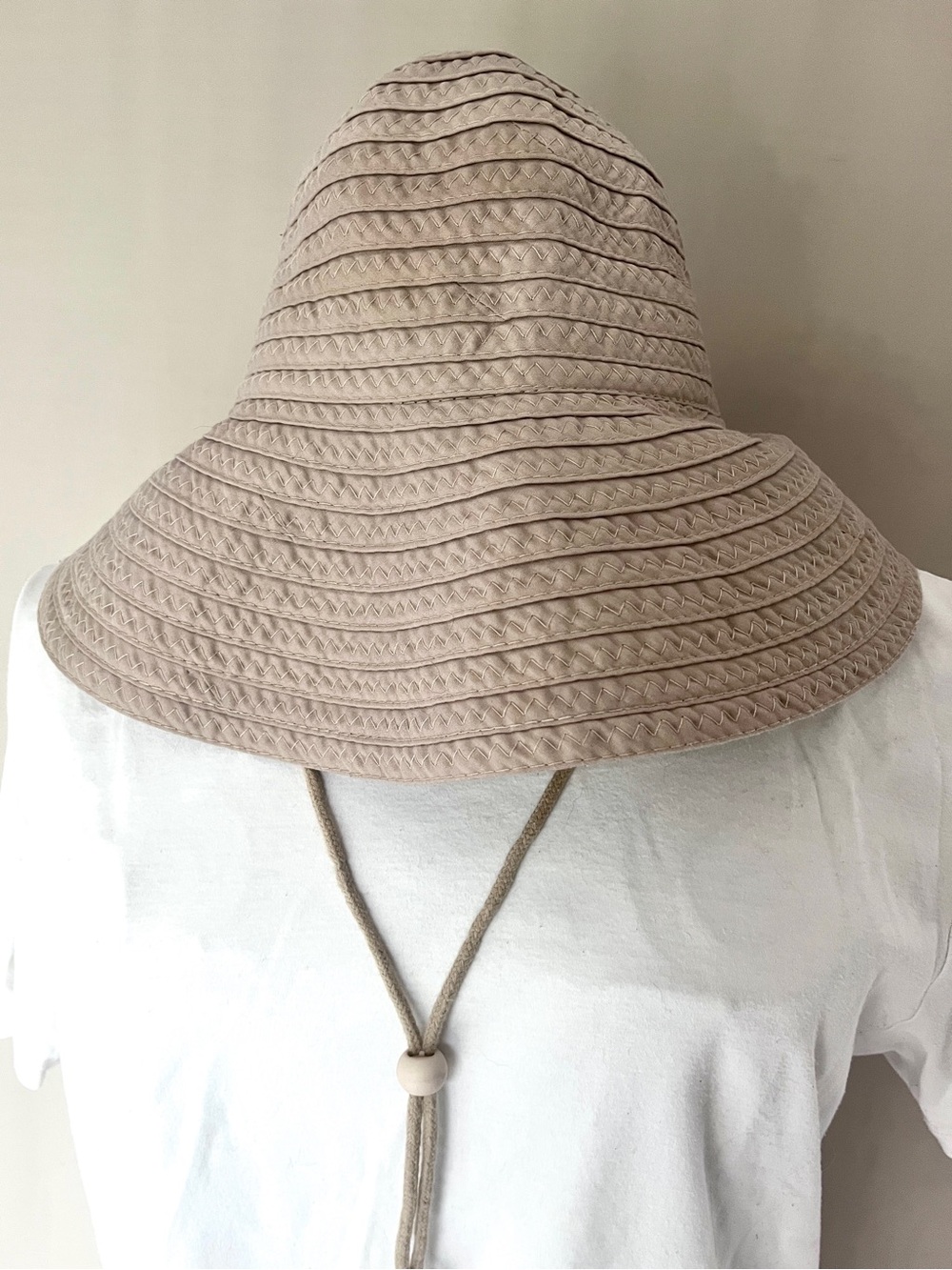 Parkhurst Packable Wide Brim Sun Hat Taupe Adjustable Chin Strap One Size